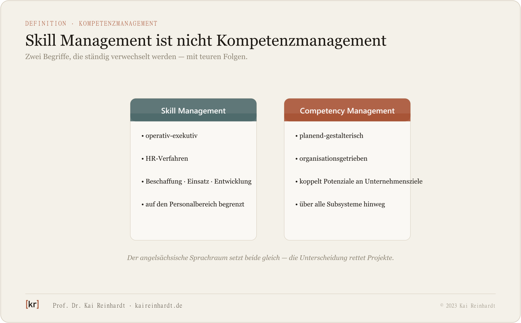 Gegenüberstellung Skill Management und Competency Management