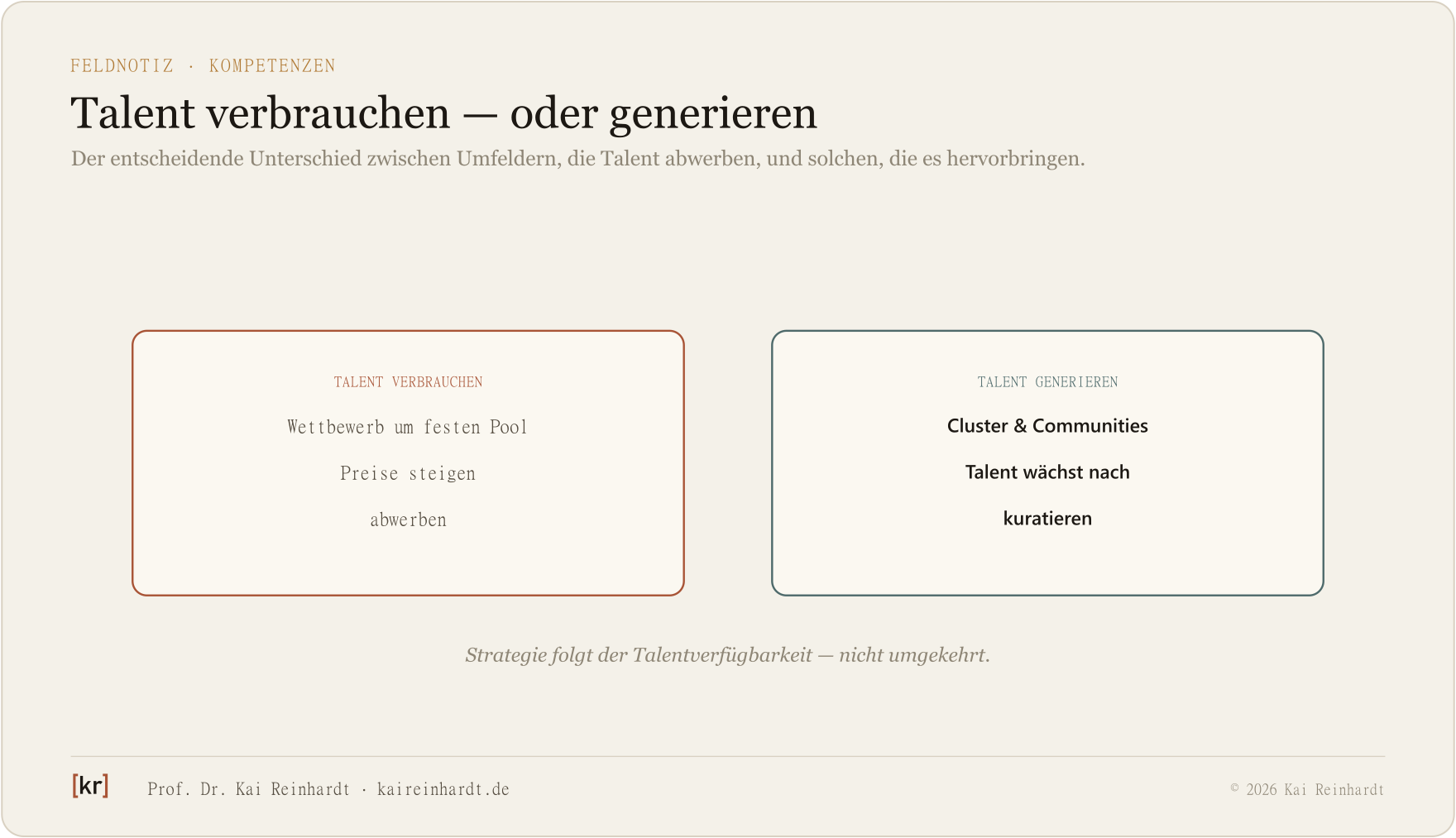 Talent verbrauchen oder generieren.